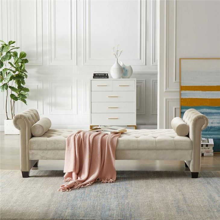 Bænk Velvet Rolled Arm Sovesofa
